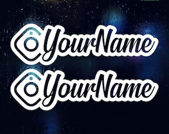 2 X Instagram Personalised Name Car Sticker Vinyl Decal