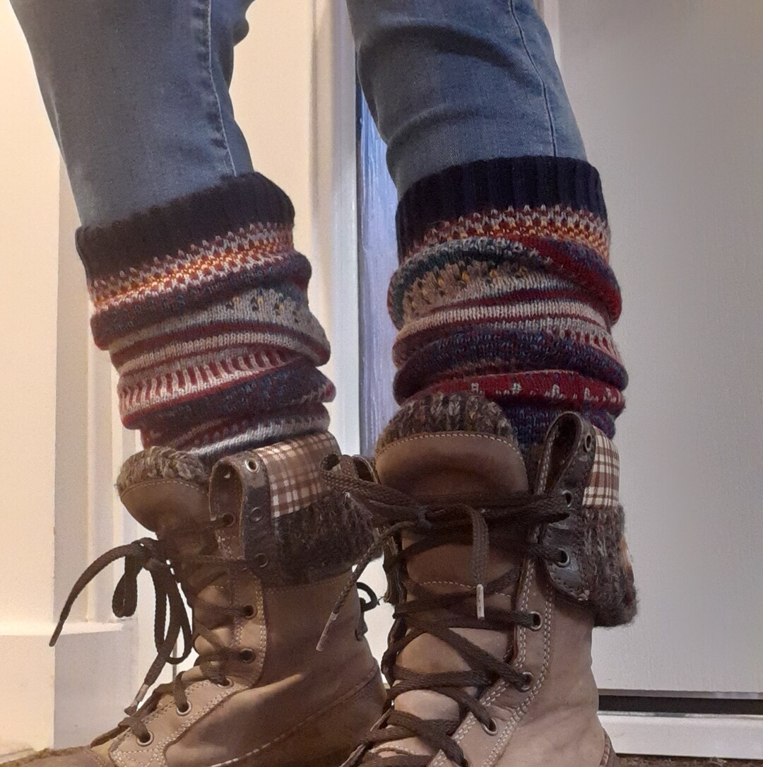 Boho Style Knit Leg Warmers. Navy Etsy