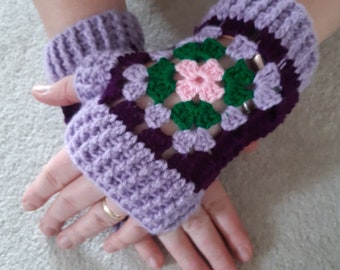Handmade Crochet  Gloves Mittens Fingerless Colorful