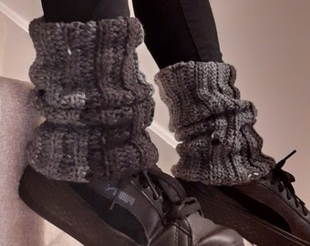 Crochet Leg Warmers. Hand Made. Cozy. Grey