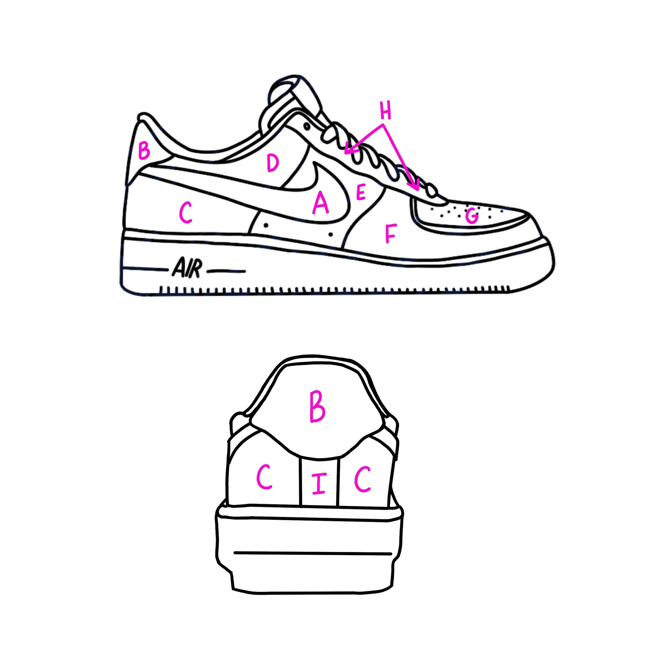 Custom Air Force 1s With Line Drawing 