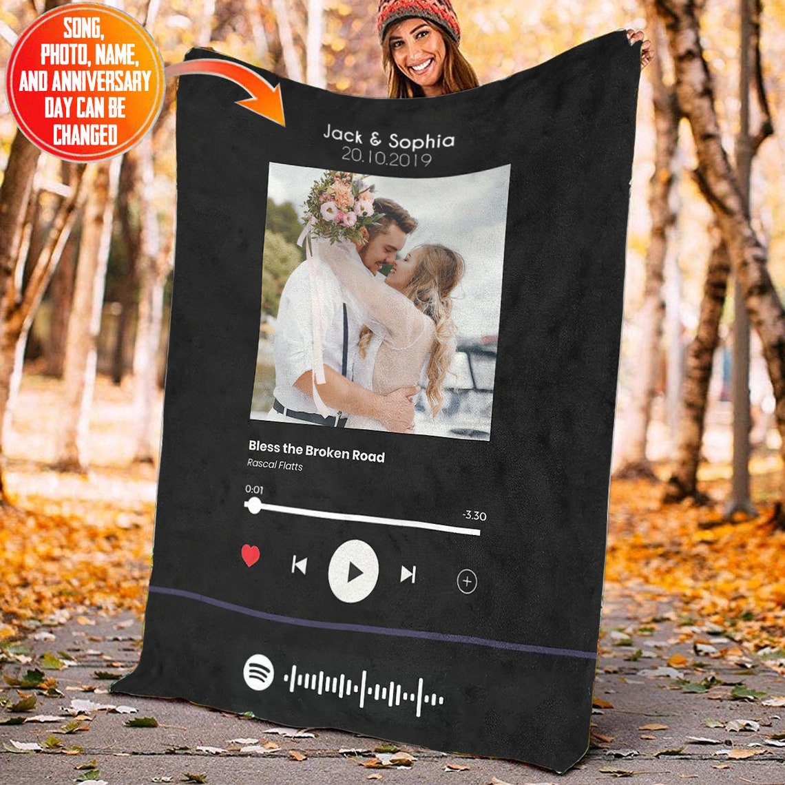 Custom Spotify Song Blanket Favourite Song Blanket Etsy