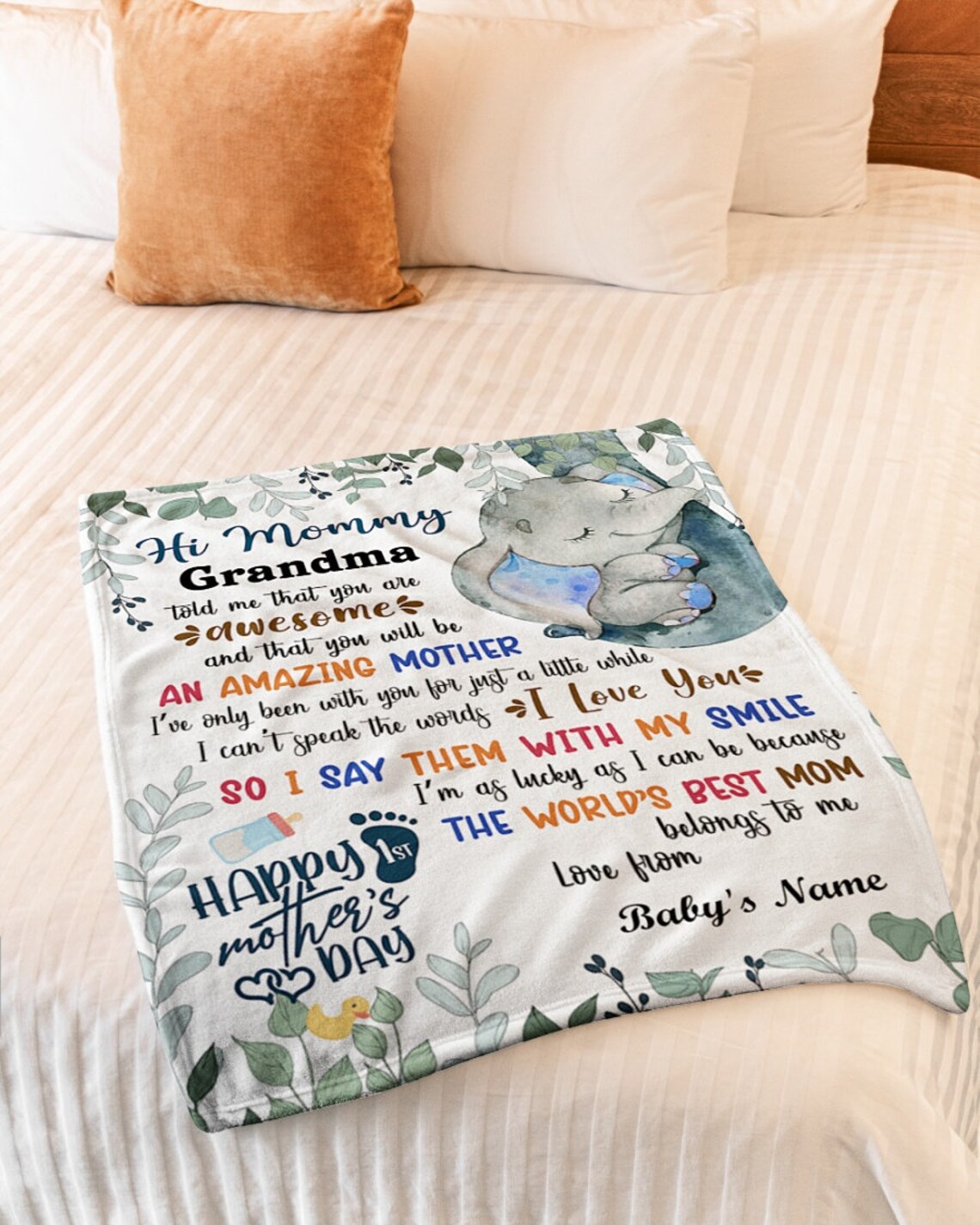 Hi mommy Personalized gift blanket Custom Blankets Family Etsy