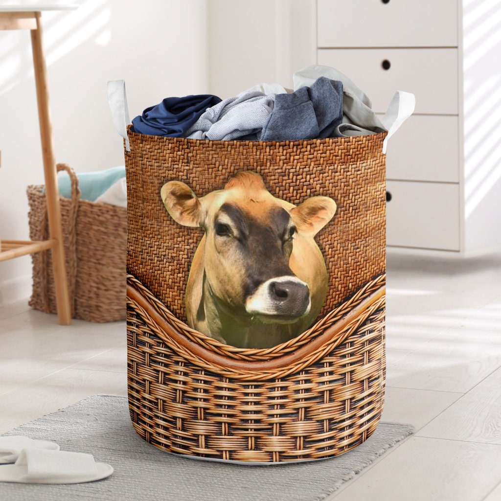 Jersey cow faux rattan wicker Laundry Basket 310 Craft Etsy