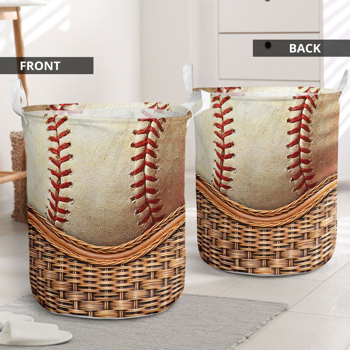 Baseball faux rattan wicker 2 Laundry Basket 41 Craft storage Etsy