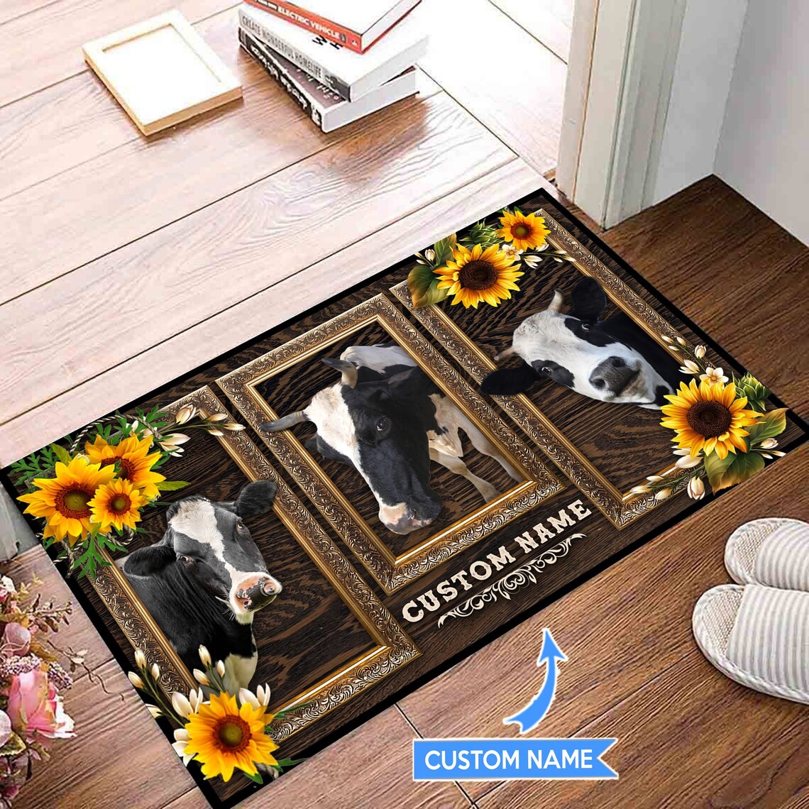 Funny face cow Door Mat cow lover rug Personalized doormat Etsy