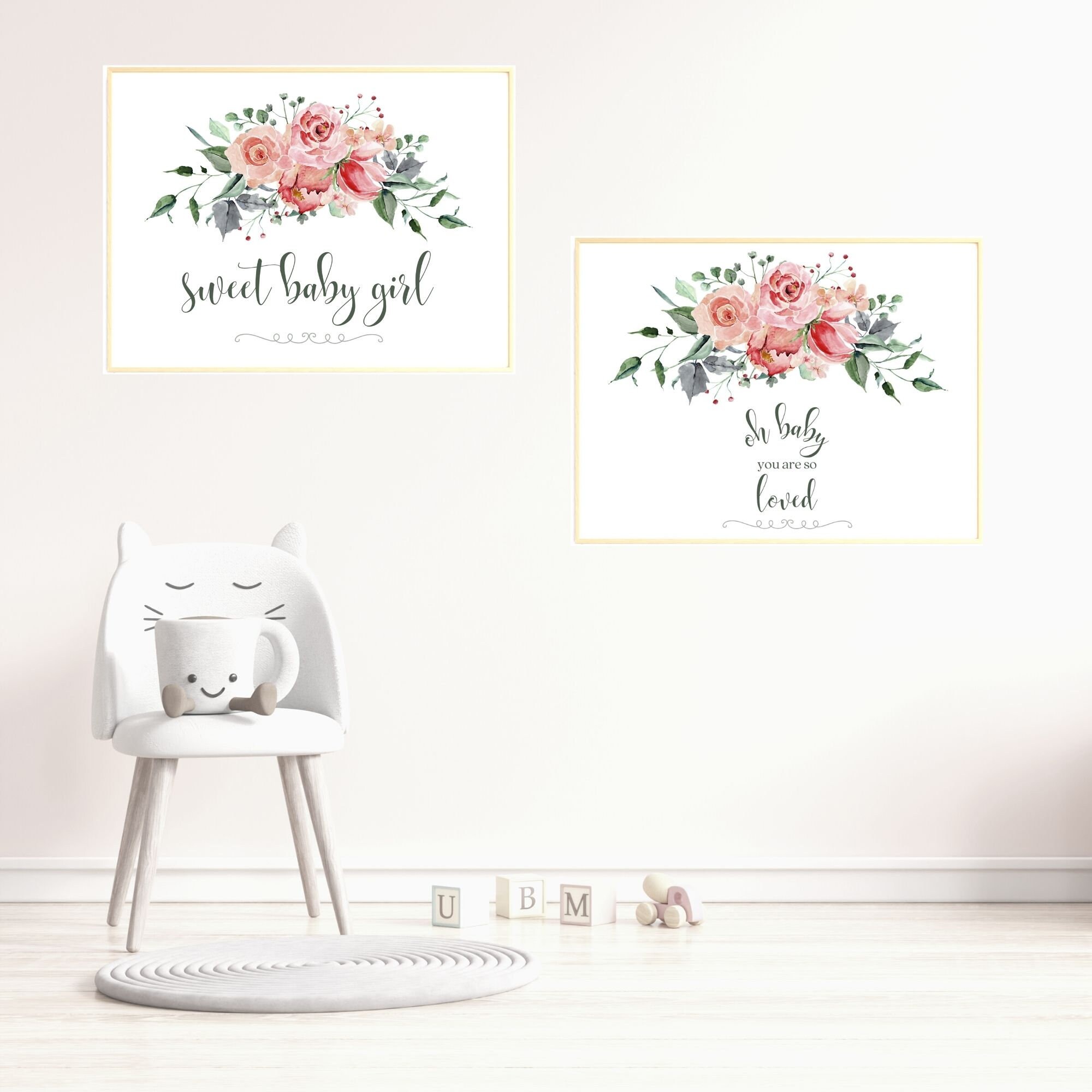 Baby Nursery Printable Art Print Girl Room Wall Decor Pink | Etsy