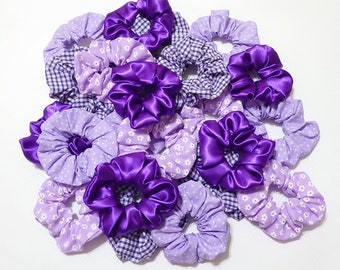 Purple Hair Scrunchies, Pancreatic Cancer Scrunchies, Purple Hair Accessories, Satin Scrunchies, Lilac Scrunchies, Bridesmaid Gift for Her