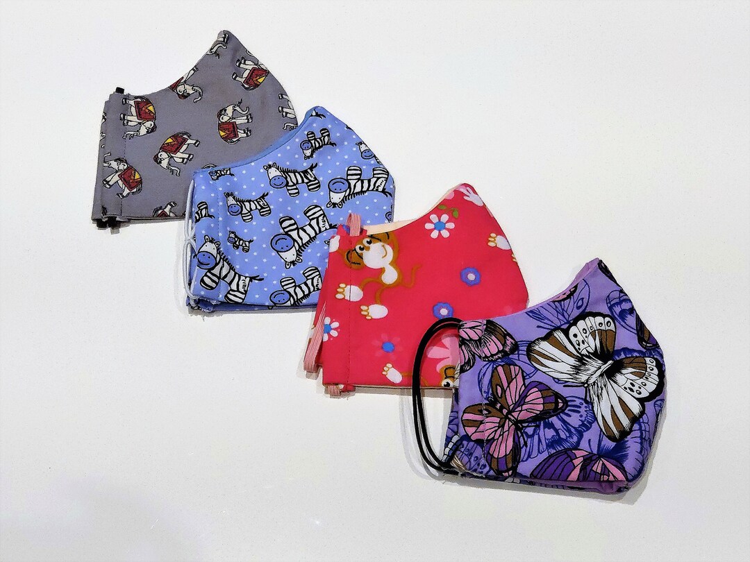 All-R0under Kids 5-Pack Animal Print Washable Reusable Face Masks - Soft Breathable Cotton