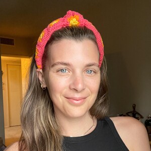 BLOSSOM HEADBAND (Knotted) Granny Square Puffy Headband Crochet Pattern | Crochet Headband | Granny Square DIY | Crochet Headband Pattern