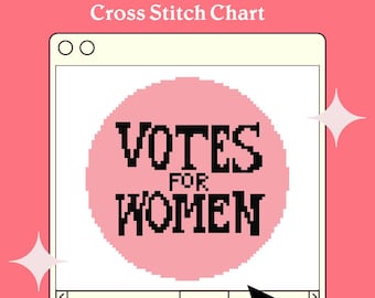 Votes for Women Needlepoint Chart and Cross Stitch Pattern for Needlepoint Ornament, Bag Charm, or Button Pin | DIGITAL DOWNLOAD