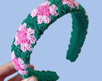 CROCHET PATTERN:  Crochet Headband Pattern Granny Square Pattern Retro Accessories Cottagecore Headbands | Digital Download PDF