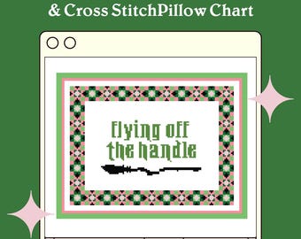 Wicked Needlepoint Chart & Cross Stitch Pattern | Needlepoint Pillow Canvas Chart | Wicked the Musical | Wicked Movie | Elphaba and Glinda