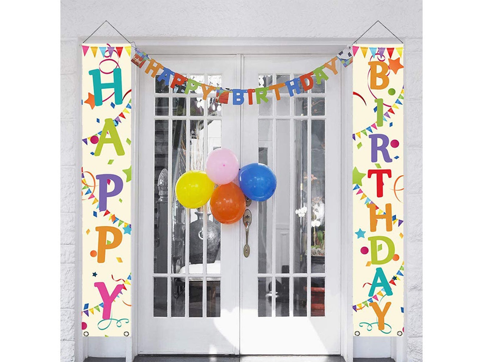 Colorful Happy Birthday Porch Sign Banner Decorations for Etsy