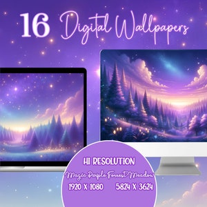 magique violet forêt forêt papier peint numérique rêveur pastel papier peint lofi papier peint anime 4k papier peint de bureau esthétique papier peint mignon