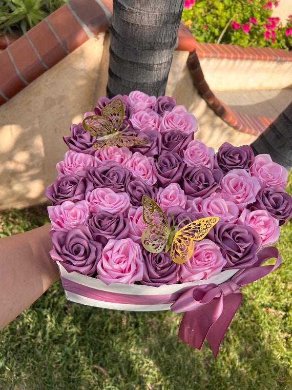 Forever Roses/rosas Eternas/flower Arrangement/bouquet/heart Shape Roses  Arrangement/ribbon Roses/mothers Day Gift/birthday Gift 