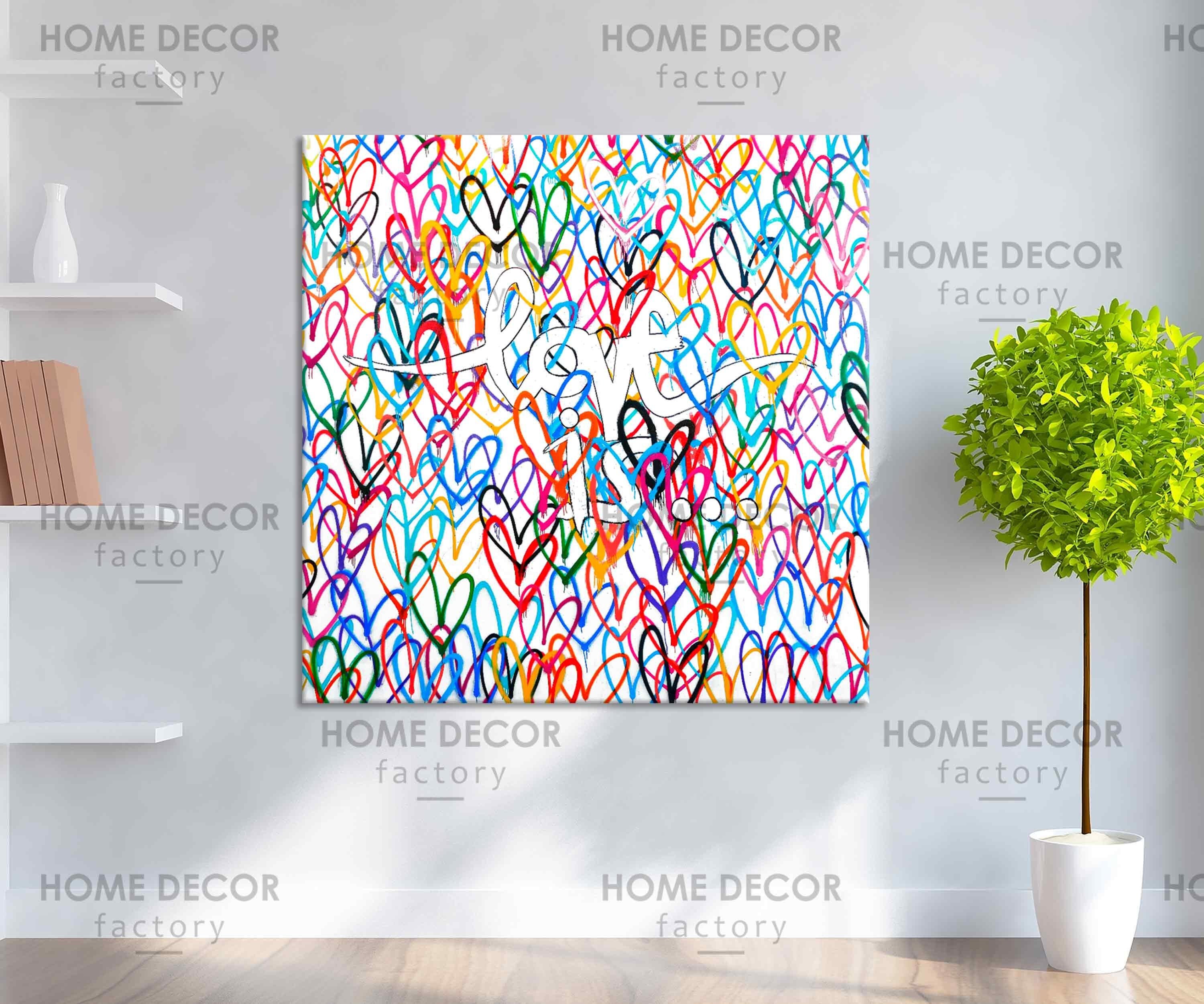 Abstract Canvas Love is Art Love Heart Contemporary Canvas Etsy