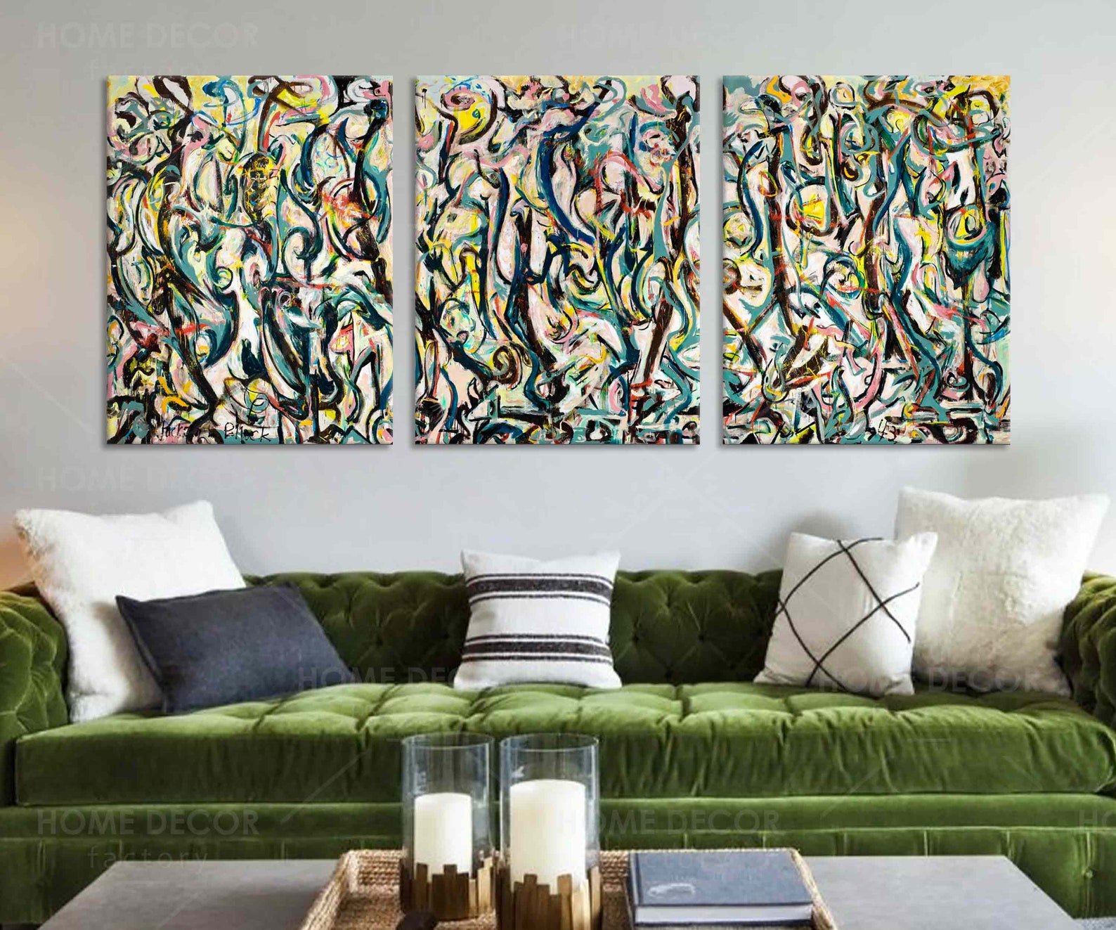 Jackson Pollock Canvas Mural 1943 Reproduction Canvas Poster Etsy