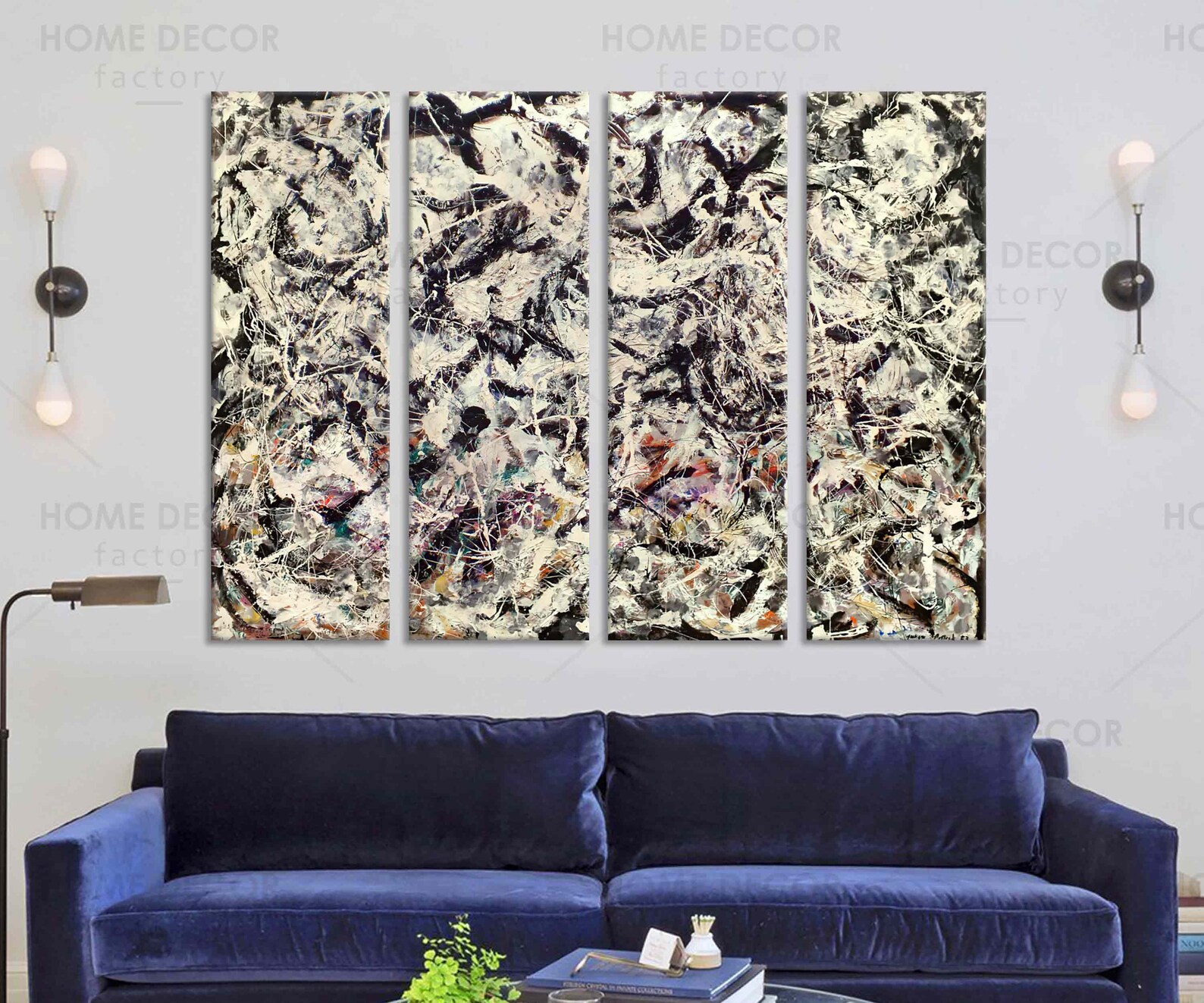 Jackson Pollock Greyed Rainbow Modern Art Canvas Reproduction Etsy