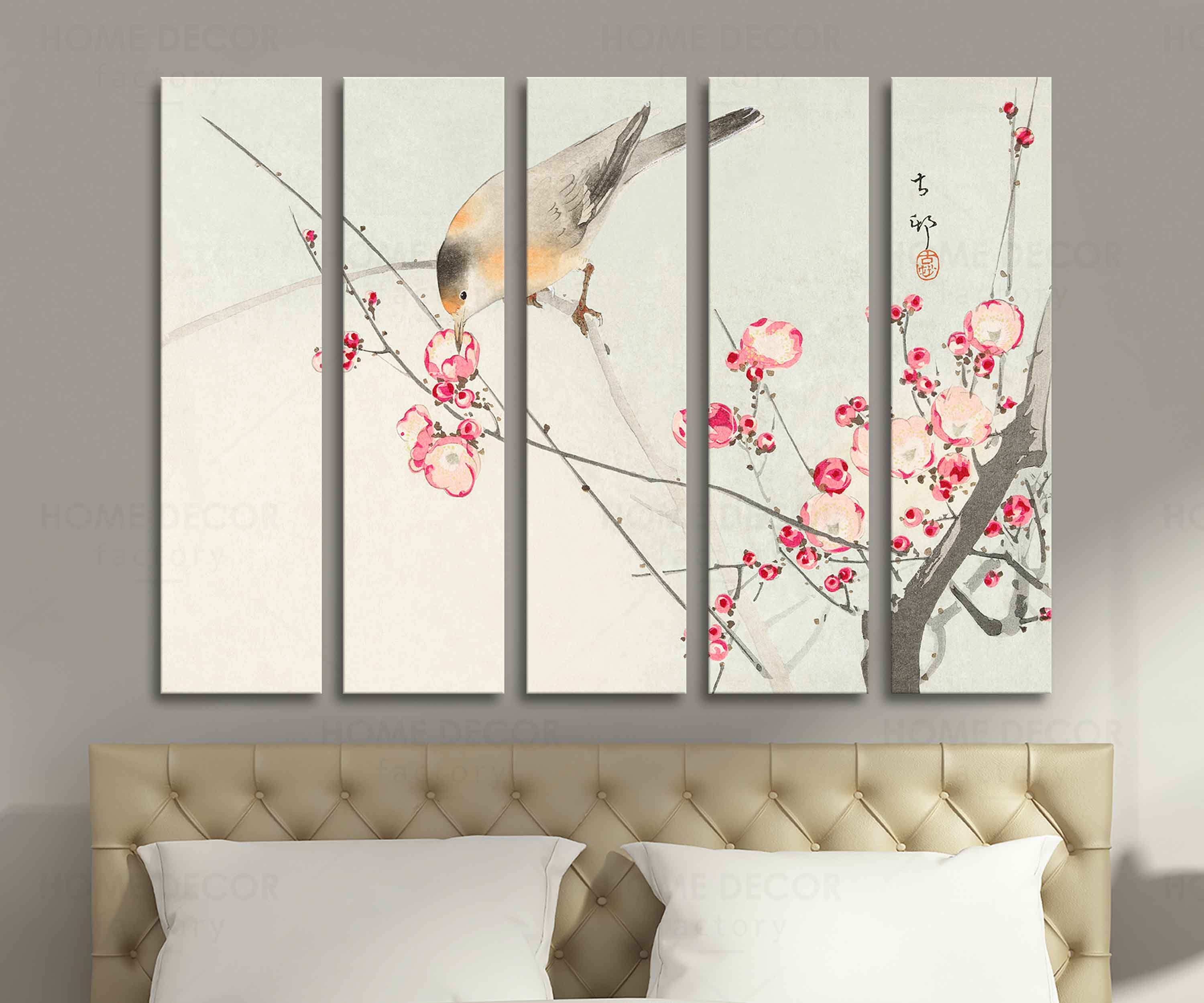 Nightingale Bird on Cherry Blossom Sakura Canvas Print - Etsy
