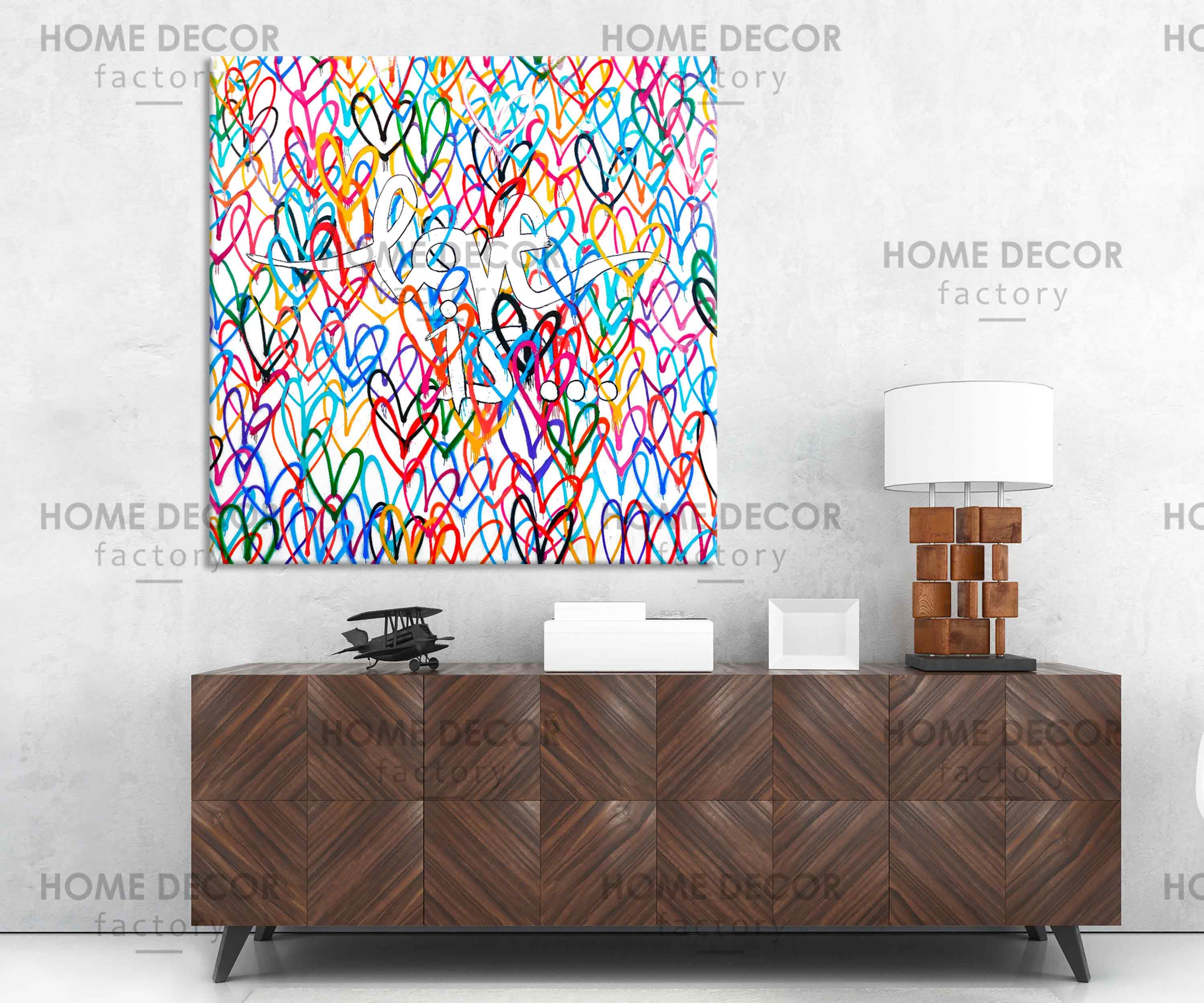 Abstract Canvas Love is Art Love Heart Contemporary Canvas - Etsy