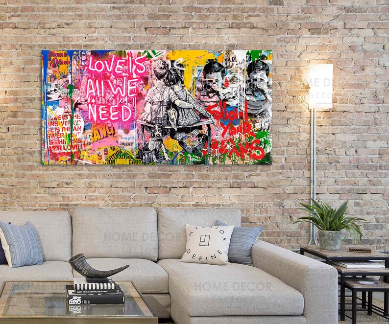 Mr Brainwash Love is all we need Wall art Follow Your Dreams Etsy