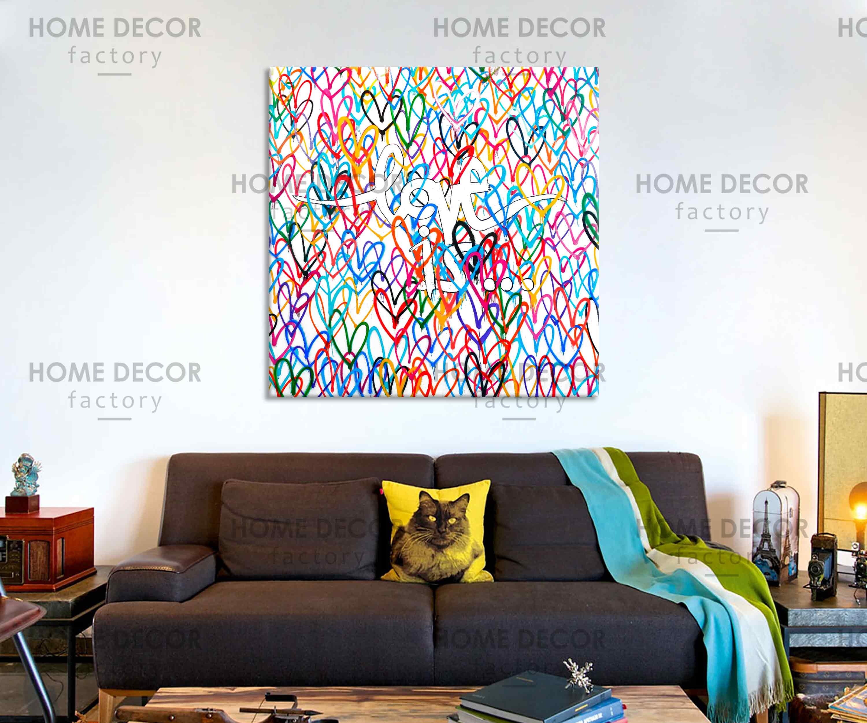 Abstract Canvas Love is Art Love Heart Contemporary Canvas Etsy