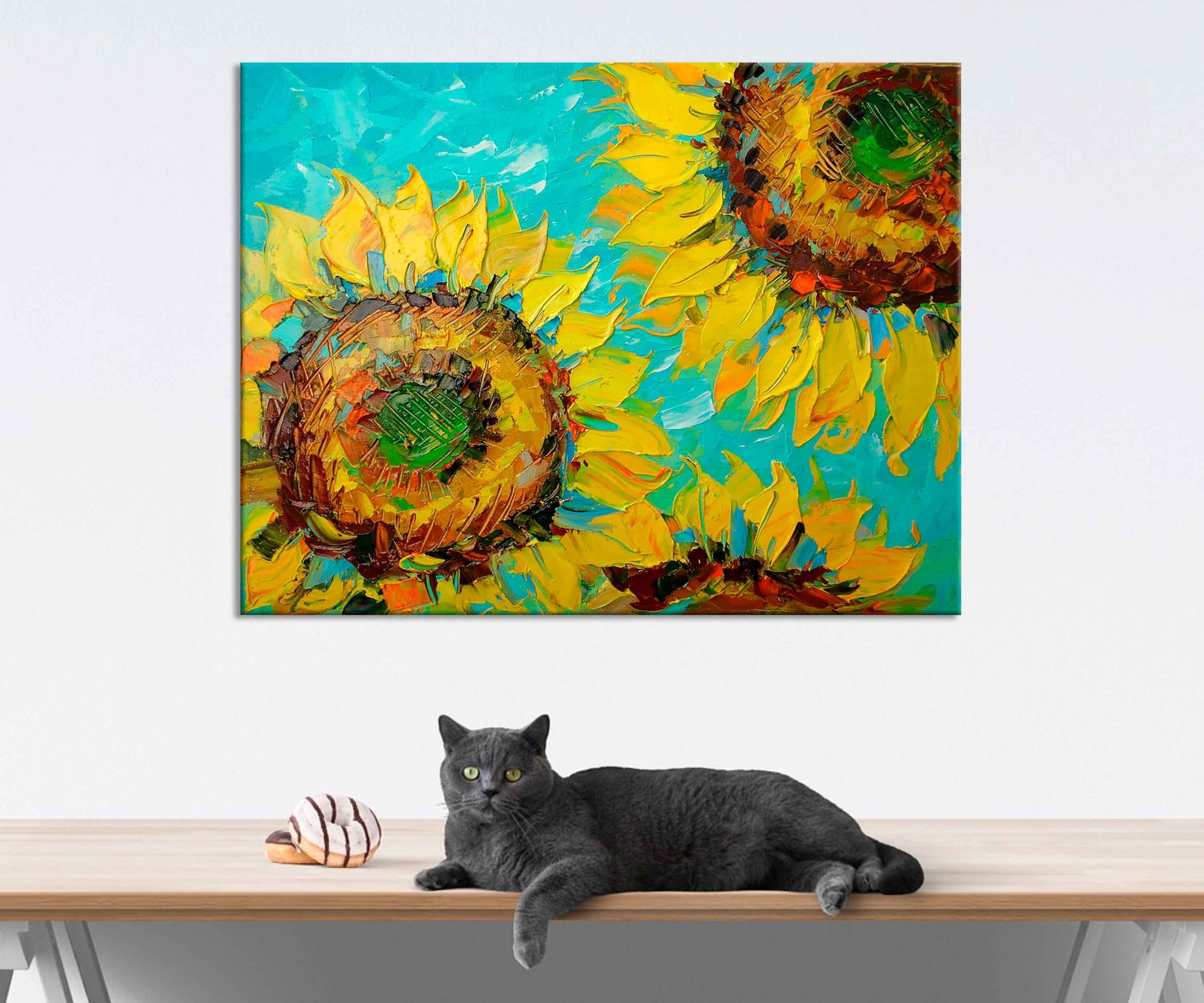 Colorful Flower Sunflowers canvas wall art Sunflowers wall art Etsy