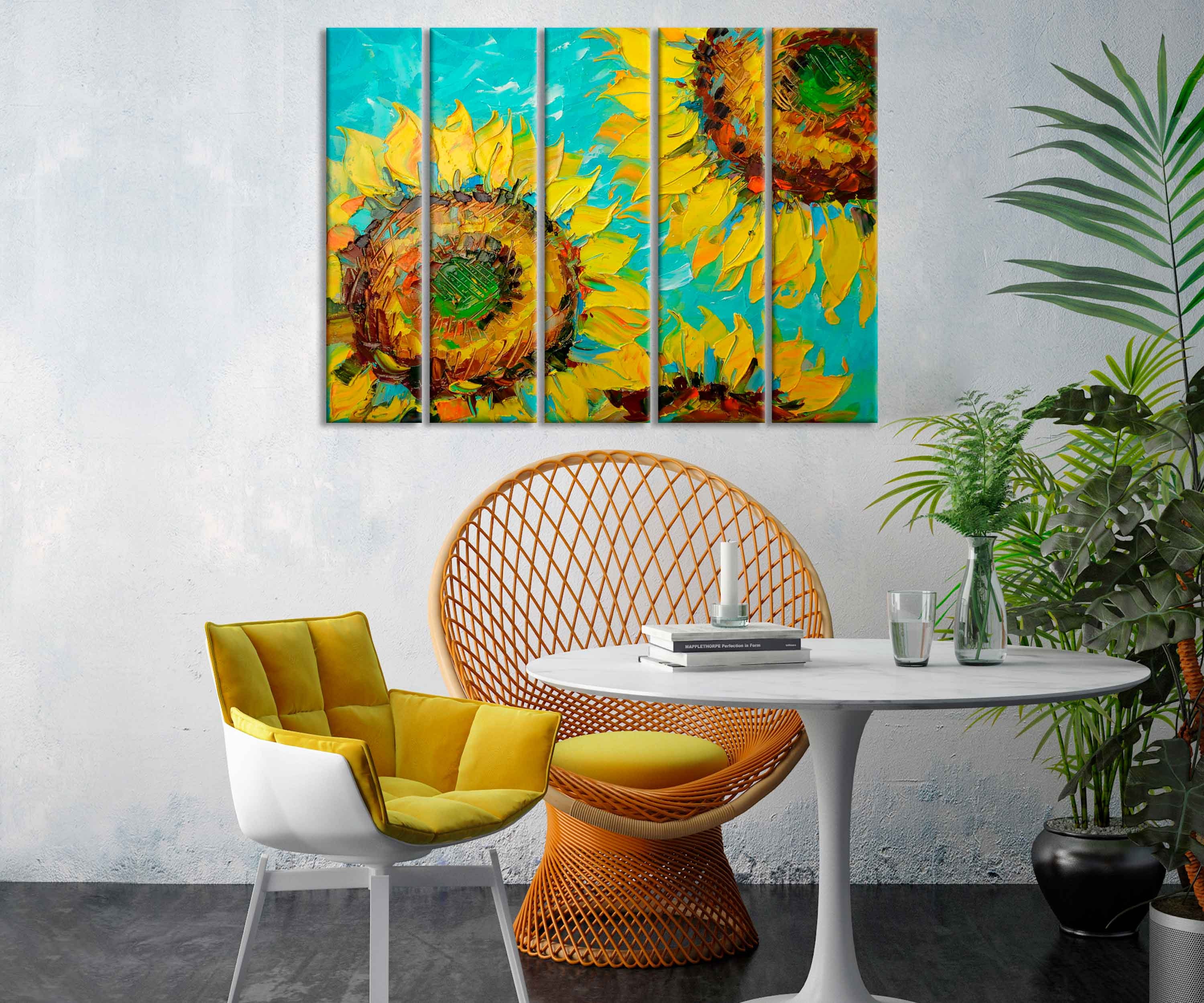 Colorful Flower Sunflowers canvas wall art Sunflowers wall art Etsy
