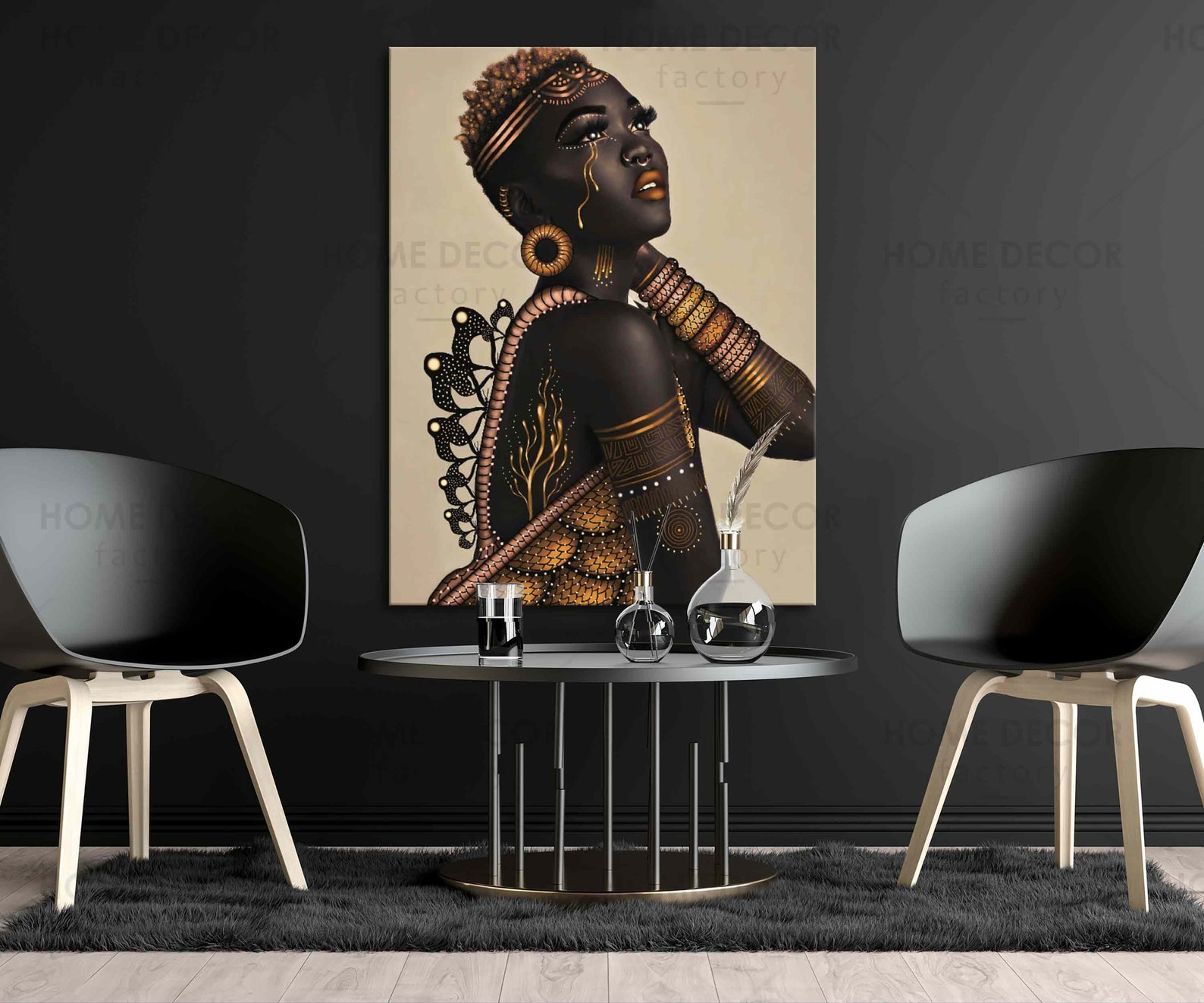 Afro Queen Wall art Modern Black African Woman Canvas Wall Art Etsy