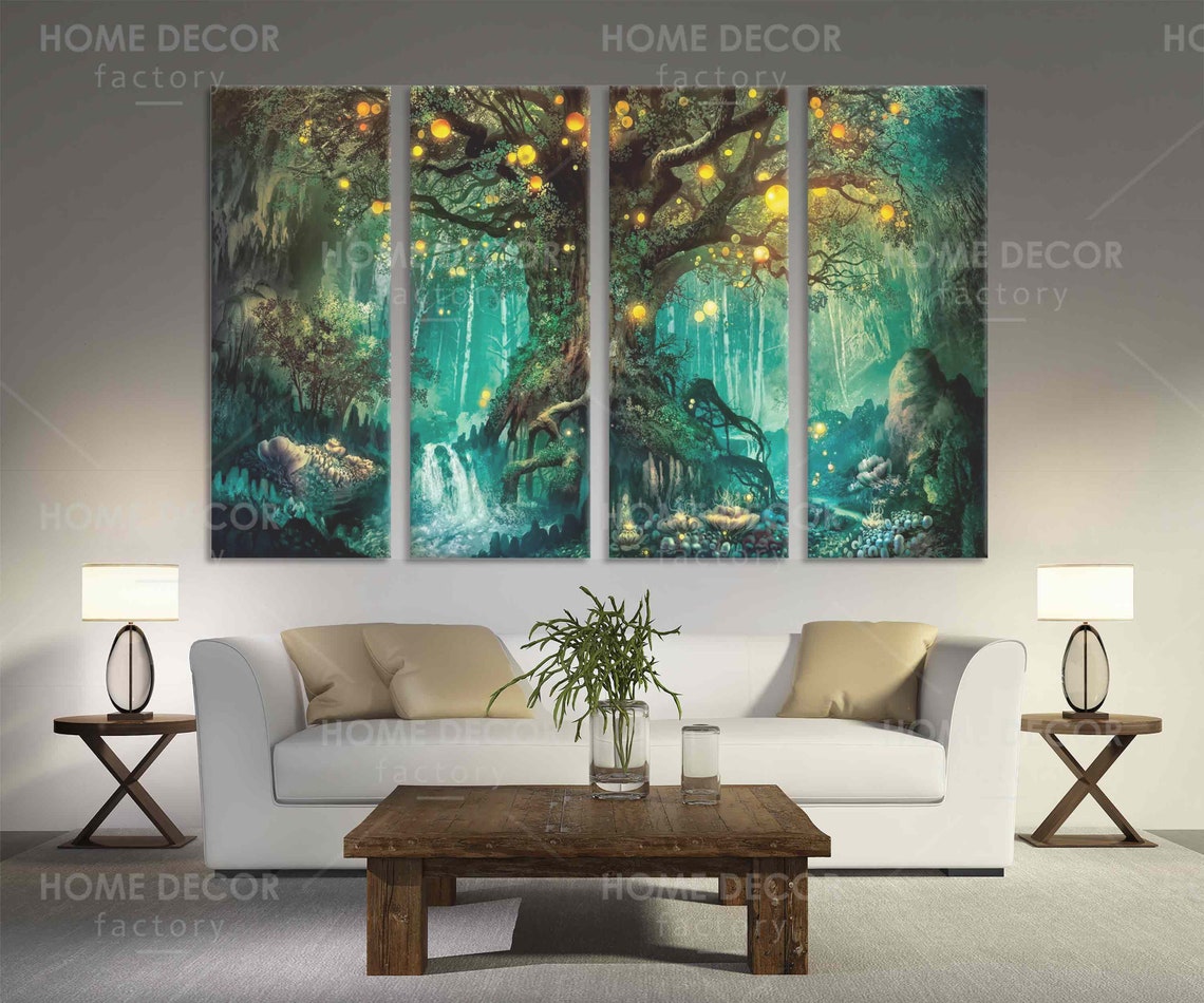 Tree of Life Magical forest canvas Fantasy forest wall art | Etsy