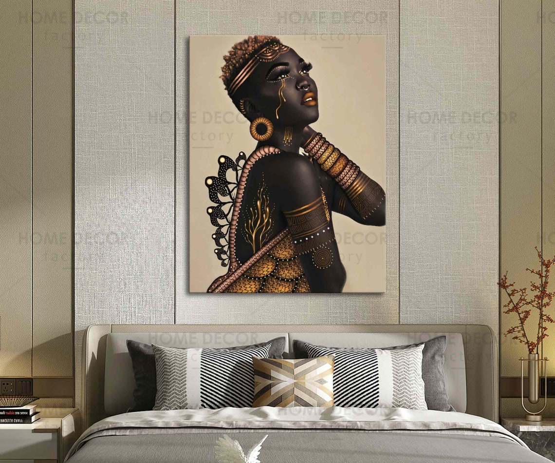 Afro Queen Wall art Modern Black African Woman Canvas Wall Art Etsy
