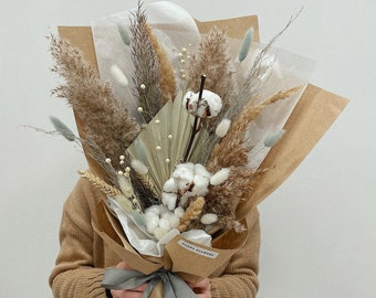 Large Dried Flowers Bouquet, Boho Wedding Accessories, Natural Dried Flower Arrangement,  Flower Girl gift for Home decor
