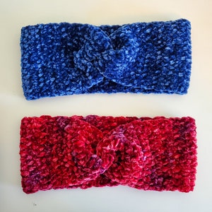 Velvet Twist Headband, Crochet Velvet Headband, Velvet Twist Earwarmer, Soft Winter Headband, Cozy Headband, Handmade Gift image 3