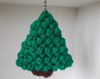 Christmas Tree Keychain, Crochet Christmas Tree Keychain, Crochet Keychain, Evergreen Keychain, Christmas Accessories, Stocking Stuffers