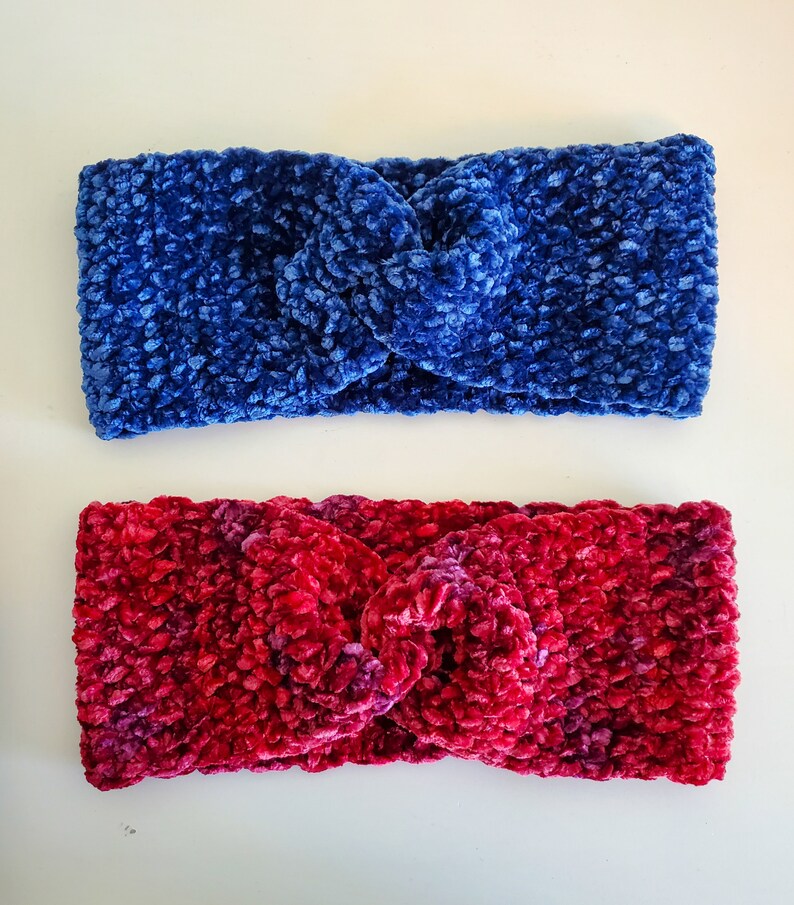 Velvet Twist Headband, Crochet Velvet Headband, Velvet Twist Earwarmer, Soft Winter Headband, Cozy Headband, Handmade Gift image 3