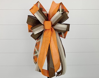 Fall Plaid Bow for Wreath, Fall Lantern Bow, Autumn Farmhouse Bow, Thanksgiving Home Decor, Fall Porch Decor, Door Hanger Bow, Harvest Bow