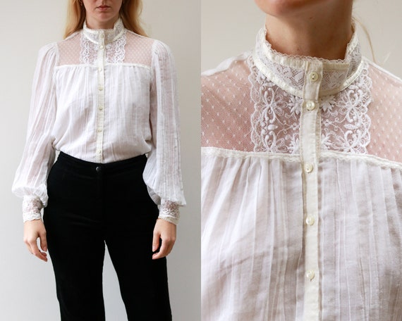 Gunne Sax white blouse
