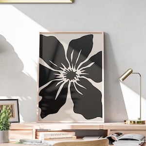Printable Wall Art, Minimal Floral Wall Art, Abstract Painting, Floral Home Decor, Modern Flower Poster, Minimalist Poster, Poppy Wall Art