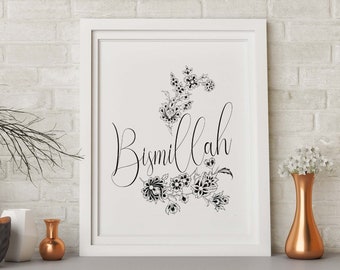 Bismillah line art / Islamic Home Office Wall Art / Islamic Modern Art Dua / Islamic Poster / Zikr / Muslim Home Decor / Digital Printable
