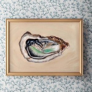 OYSTER Art Print, Printable Oil Painting Wall Art, Oyster Art Still Life, Oyster Oil Painting Art, French Kitchen Art, Restaurant Decor