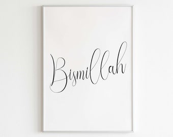 Bismillah line art / Islamic Home Office Wall Art / Islamic Modern Art Dua / Islamic Poster / Zikr / Muslim Home Decor / Digital Printable