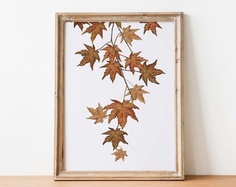 Leafy Autumn Branch Fall Printable Wall art, Fall Wall art, Fall decor, Autumn Print, Fall painting, Instant Download Falling Leaves Print