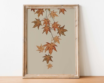 Leafy Autumn Branch Fall Printable Wall art, Fall Wall art, Fall decor, Autumn Print, Fall painting, Instant Download Falling Leaves Print