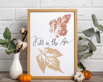 Fall in the air Leaves Printable Wall Art, Autumn Wall art, Fall decor, Autumn Print, Fall painting, Instant Download Falling Leaves Print