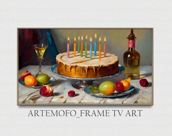 Samsung Frame Tv Art Anniversaire / Décoration d'anniversaire Cadre TV / Gâteau d'anniversaire Art le cadre Téléchargement instantané / Fête d'anniversaire / Art minimaliste pour la télévision