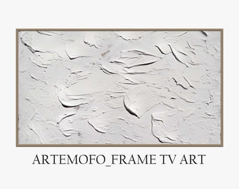 Abstract Samsung Frame TV Art White impasto, Art For Frame Tv, Acrylic Painting tv frame art modern industrial, digital art instant download