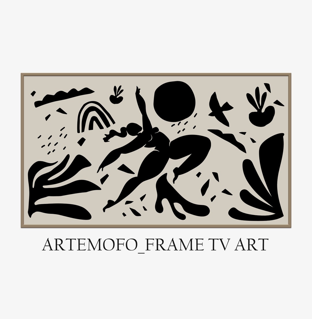 Samsung Frame Tv Art Black Beige Frame Tv Art Modern Etsy