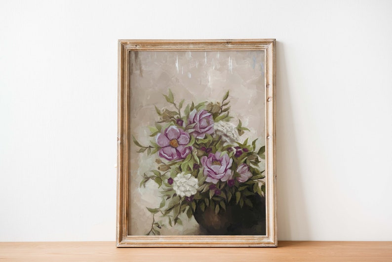 Roses Painting PRINTABLE Wall Art / Peonies Print / Flowers in Vase Painting / Moody Botanical Wall Art / Victorian Still Life image 10