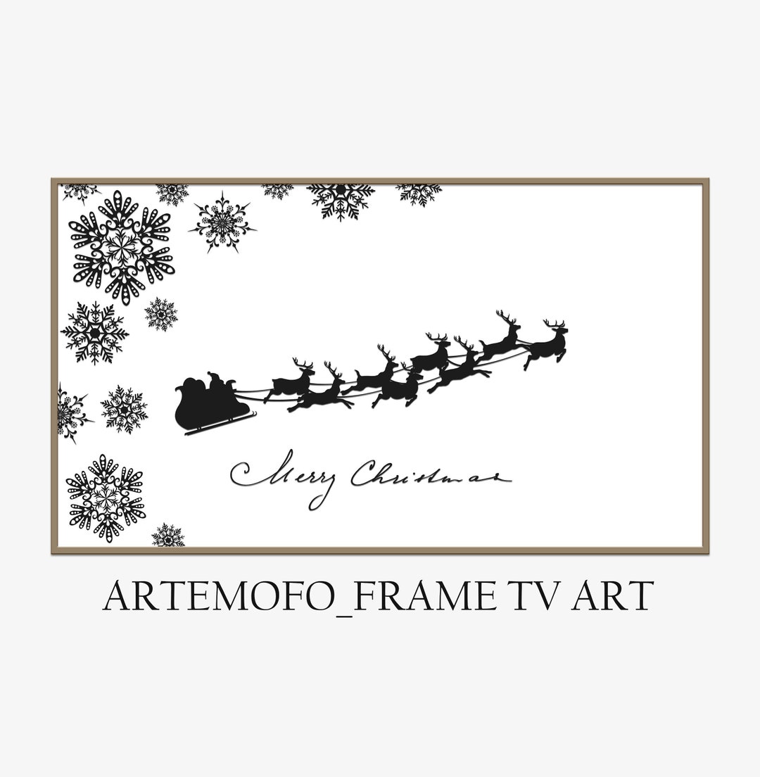 Merry Christmas Art for Samsung Frame TV / Christmas Reindeer Etsy